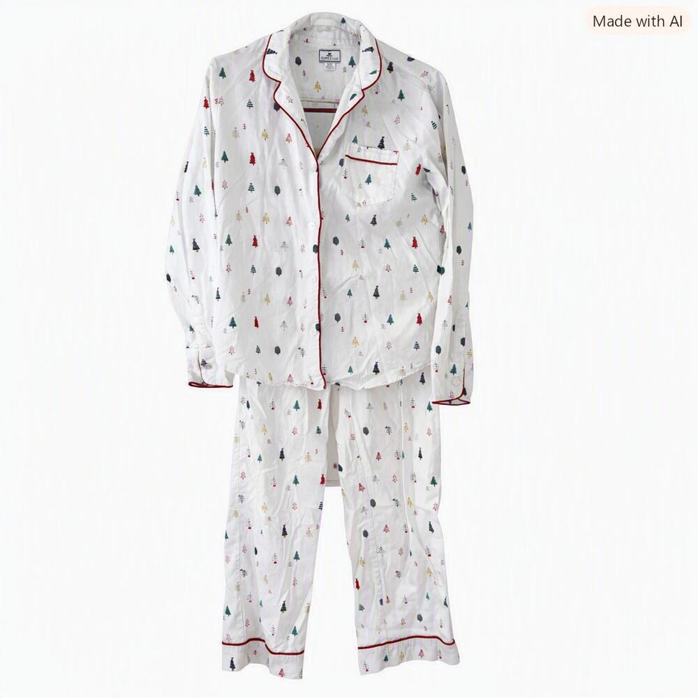 Petite Plume Christmas Holiday Town Pajama Set Cotton Size Medium